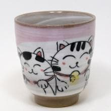 Japonská keramická miska YUNOMI THREE CATS 210 ml - růžová —