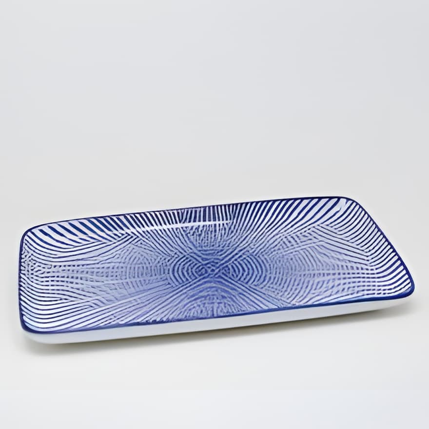 Čínský porcelánový tácek BLUE TOKUSA 22.2 x 12.4 cm —